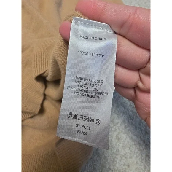 Quince Mongolian Cashmere Camel Tan Short Sleeve Sweater Top Sz S Minimalist - Picture 7 of 8